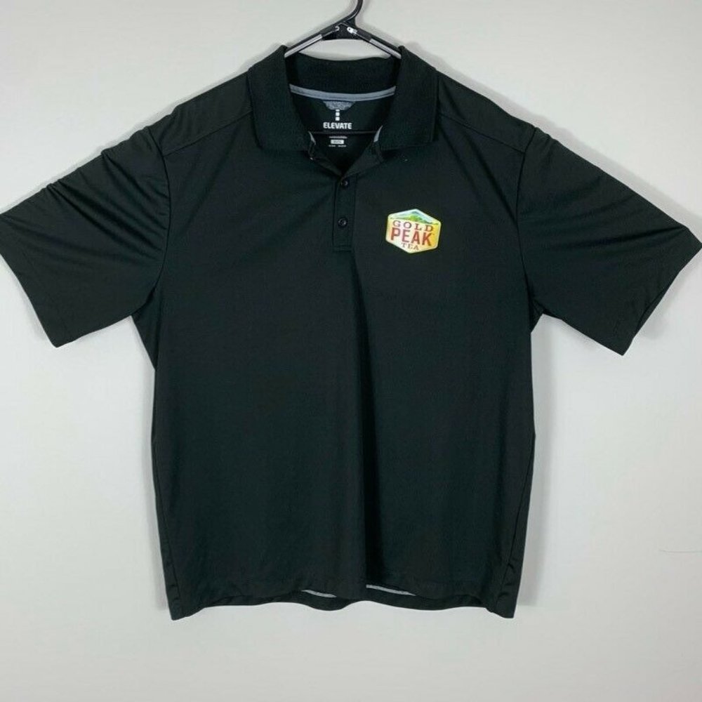 Elevate Mens Polo Gold Peak Tea Black
